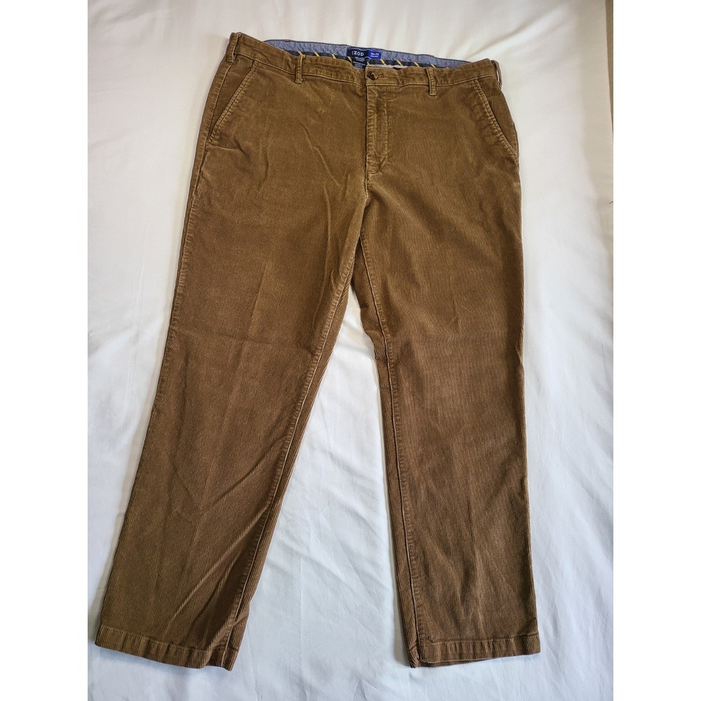 IZOD Mens Straight Corduroy Pants Bundle 2 Pairs Brown Tan 38x30‎ Stretch Cotton